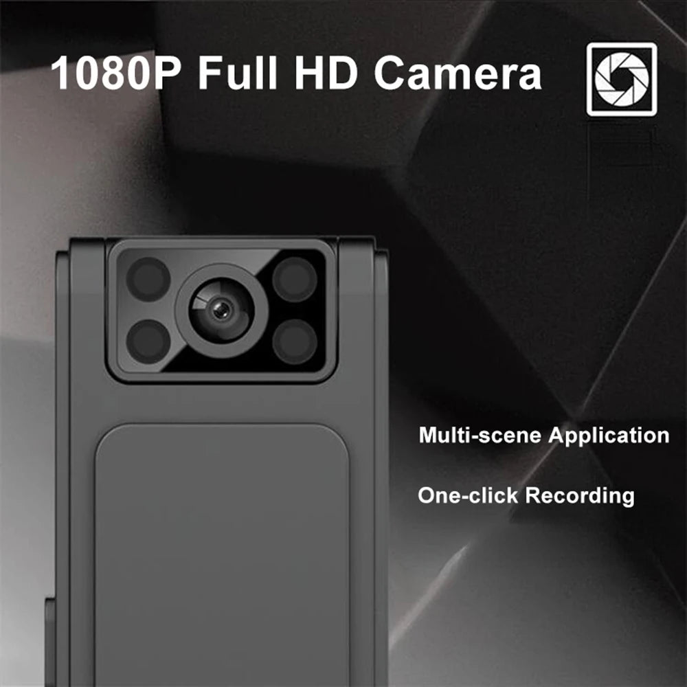Mini Camcorder Full HD 1080P Micro Body Camera Night Vision DV Video Recorder with 90° Rotating Lens