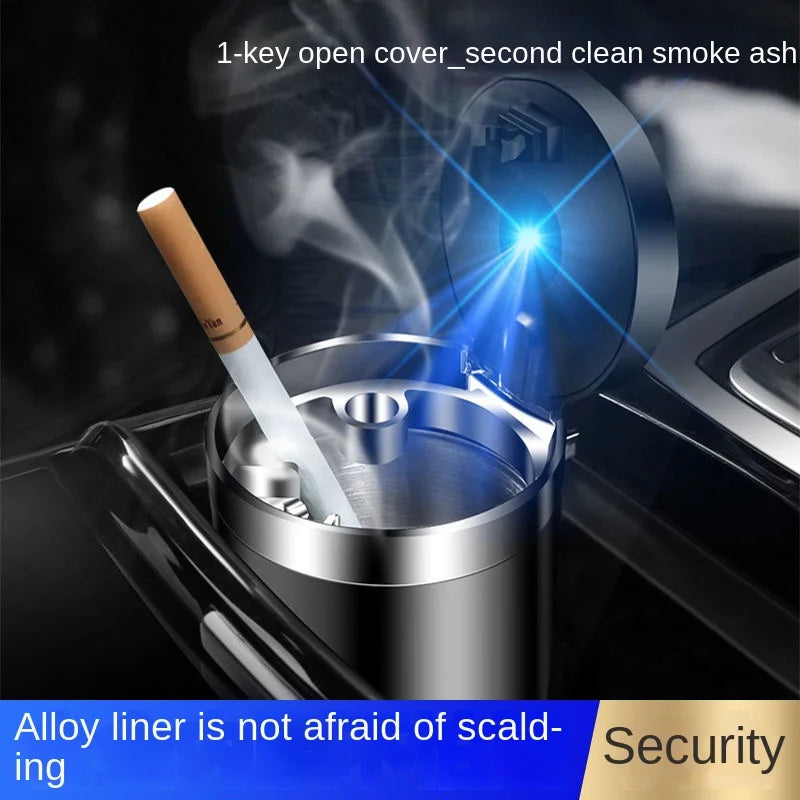 1PCS Portable LED Smoke Car Ashtray Cigarette Ash Holds Cup Automatic Light Indicator Ashtray Car Cup Holder